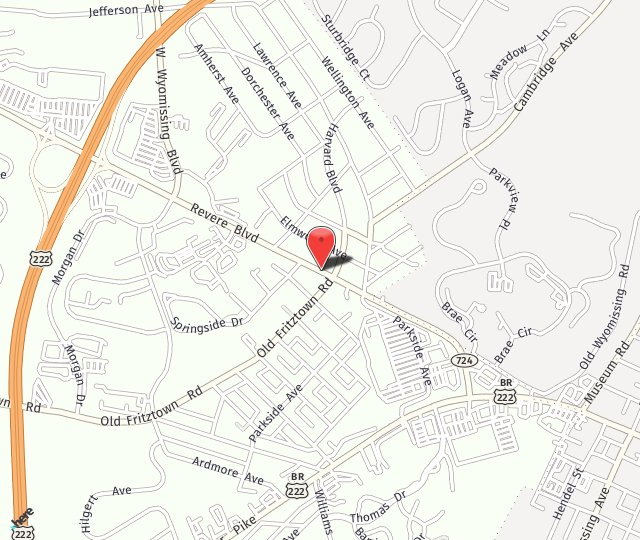 Location Map: 206 Revere Blvd. Reading, PA 19609